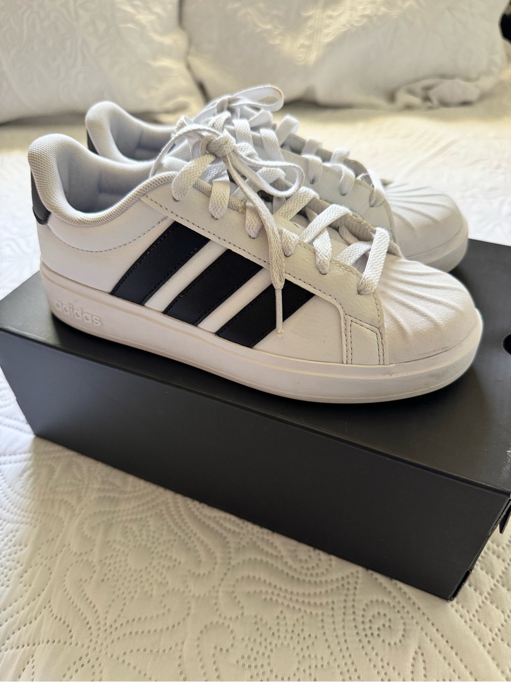 adidas Kids White and Black Streettalk Sneakers